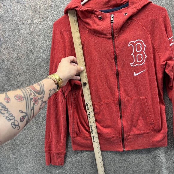 Boston Red Sox Hoodie Women Small Red Full Zip MLB Baseball Nike Sweatshirt - Picture 6 of 10